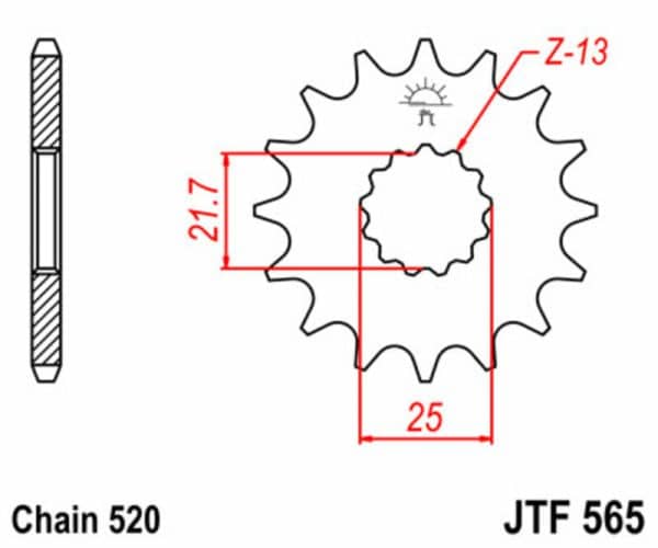 JT SPROCKETS Stål Standard Framdrev 565 - 520