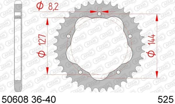 AFAM Stål Standard Bakdrev 50608K - 525