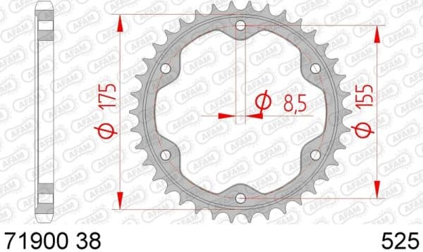 AFAM Stål Standard Bakdrev 71900 - 525