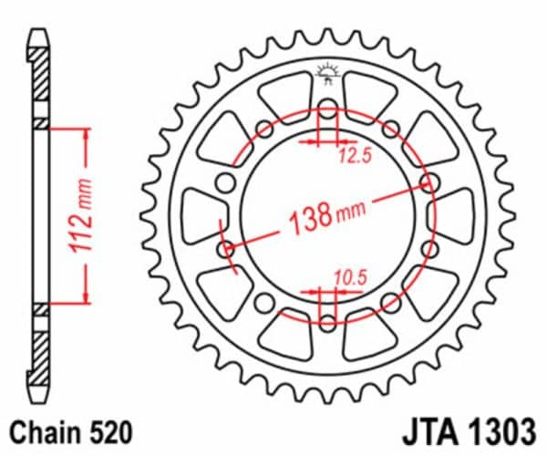 JT SPROCKETS Aluminium Ultralätt Bakdrev 1303 - 520