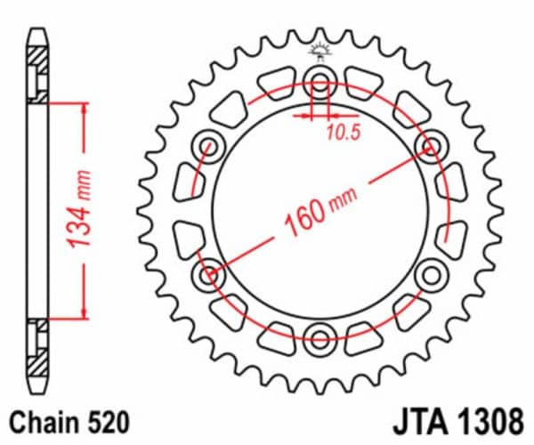 JT SPROCKETS Aluminium Ultralätt Bakdrev 1308 - 520