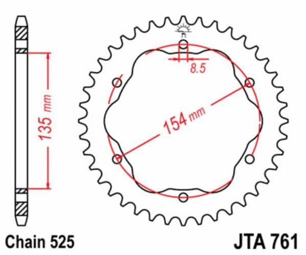 JT SPROCKETS Aluminium Ultralätt Bakdrev 761 - 525