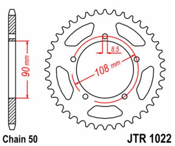 JT SPROCKETS Stål Standard Bakdrev 1022 - 530
