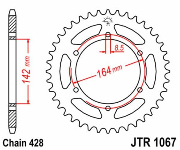 JT SPROCKETS Stål Standard Bakdrev 1067 - 428