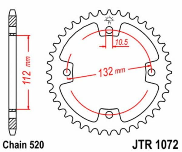 JT SPROCKETS Stål Standard Bakdrev 1072 - 520
