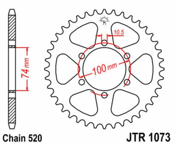 JT SPROCKETS Stål Standard Bakdrev 1073 - 520