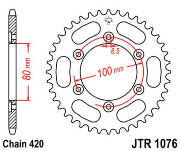 JT SPROCKETS Stål Standard Bakdrev 1076 - 420