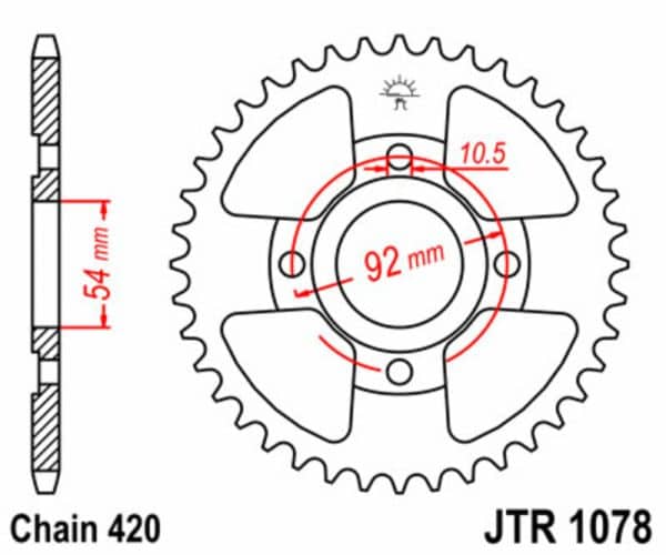 JT SPROCKETS Stål Standard Bakdrev 1078 - 420