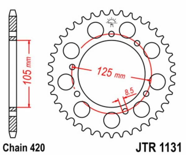 JT SPROCKETS Stål Standard Bakdrev 1131 - 420