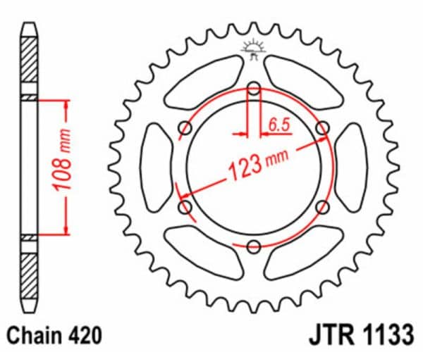 JT SPROCKETS Stål Standard Bakdrev 1133 - 420