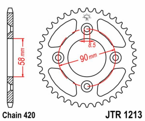 JT SPROCKETS Stål Standard Bakdrev 1213 - 420
