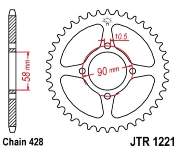JT SPROCKETS Stål Standard Bakdrev 1221 - 428