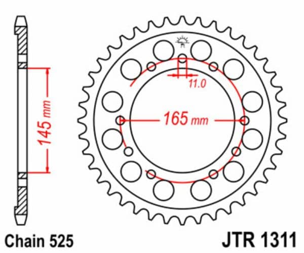 JT SPROCKETS Stål Standard Bakdrev 1311 - 525