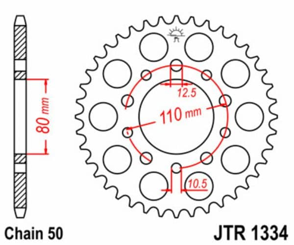 JT SPROCKETS Stål Standard Bakdrev 1334 - 530