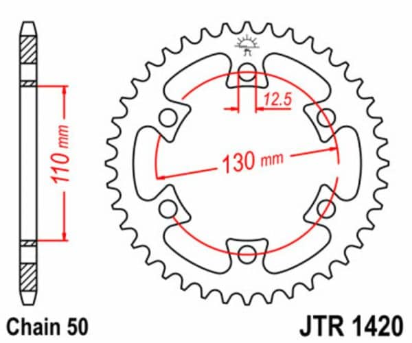 JT SPROCKETS Stål Standard Bakdrev 1420 - 530