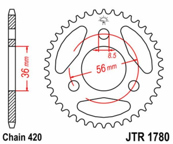 JT SPROCKETS Stål Standard Bakdrev 1780 - 420