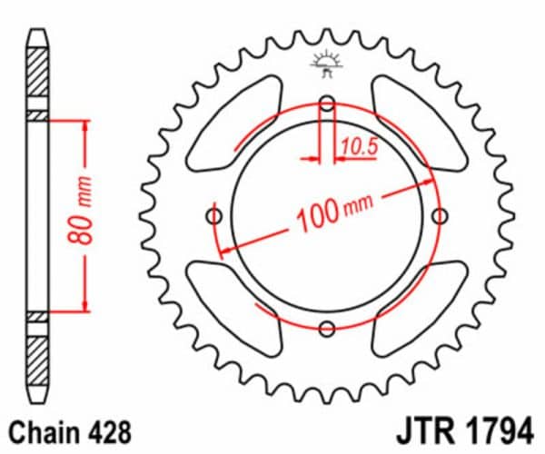 JT SPROCKETS Stål Standard Bakdrev 1794 - 428