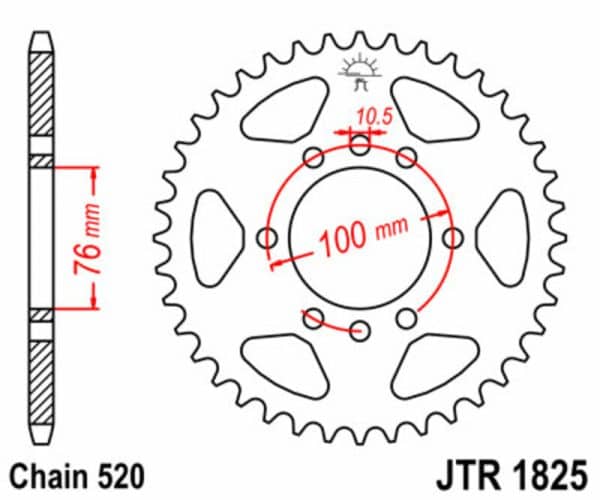 JT SPROCKETS Stål Standard Bakdrev 1825 - 520