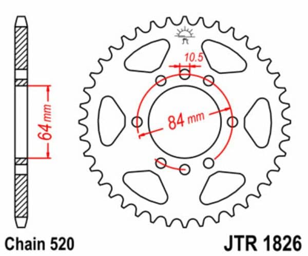 JT SPROCKETS Stål Standard Bakdrev 1826 - 520