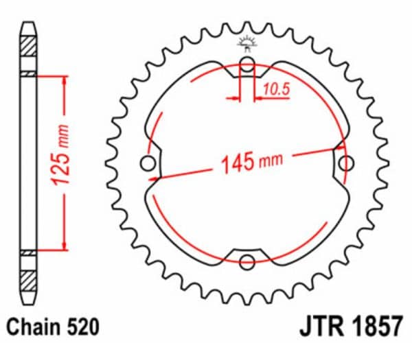 JT SPROCKETS Stål Standard Bakdrev 1857 - 520