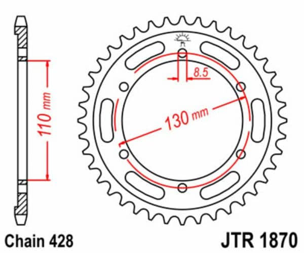 JT SPROCKETS Stål Standard Bakdrev 1870 - 428