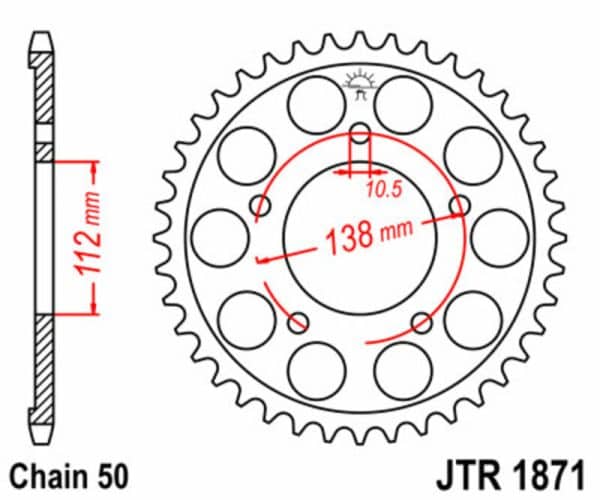 JT SPROCKETS Stål Standard Bakdrev 1871 - 530