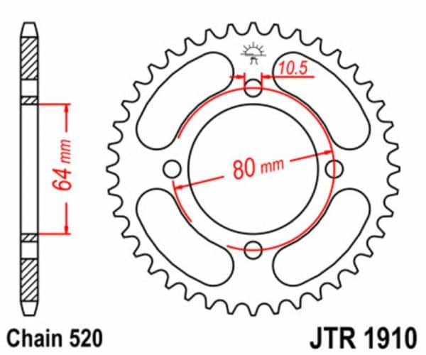 JT SPROCKETS Stål Standard Bakdrev 1910 - 520