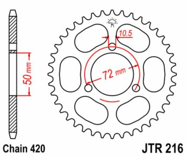 JT SPROCKETS Stål Standard Bakdrev 216 - 420