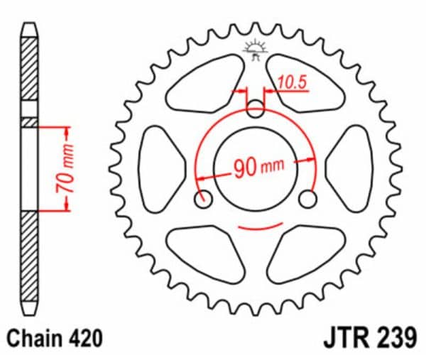 JT SPROCKETS Stål Standard Bakdrev 239 - 420