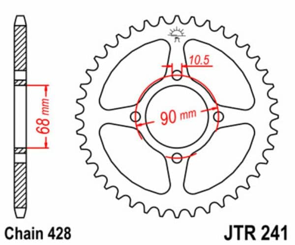 JT SPROCKETS Stål Standard Bakdrev 241 - 428