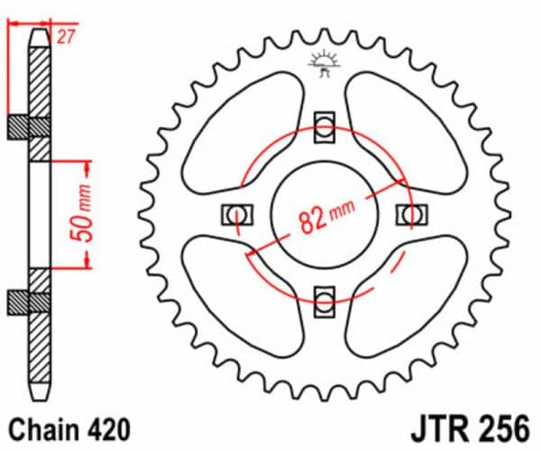 JT SPROCKETS Stål Standard Bakdrev 256 - 420