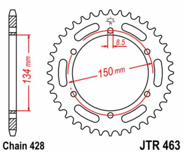 JT SPROCKETS Stål Standard Bakdrev 463 - 428