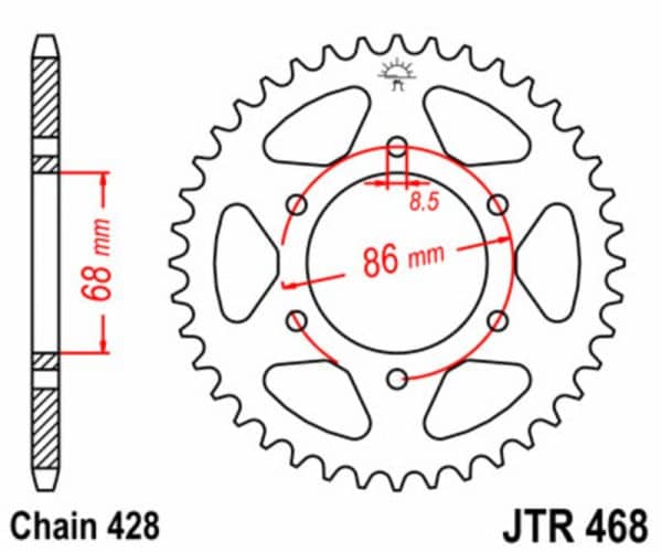JT SPROCKETS Stål Standard Bakdrev 468 - 428