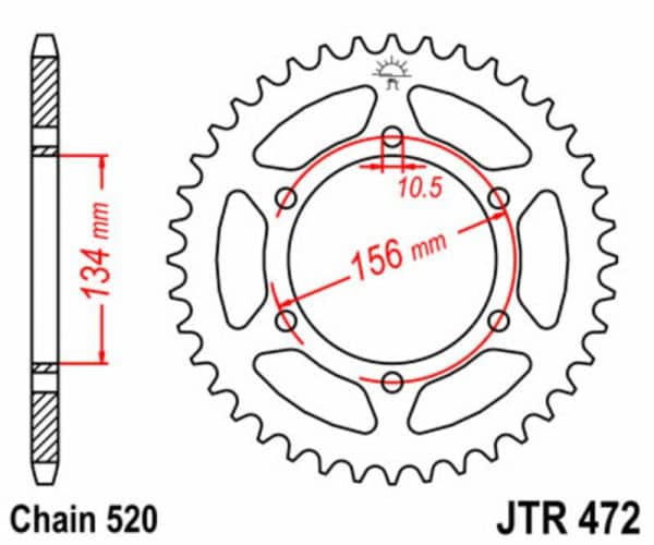 JT SPROCKETS Stål Standard Bakdrev 472 - 520