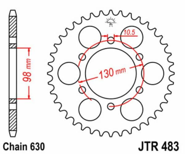 JT SPROCKETS Stål Standard Bakdrev 483 - 630