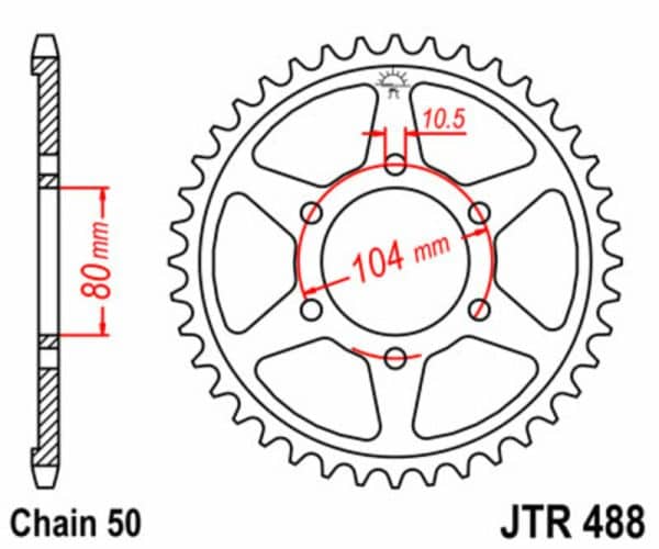 JT SPROCKETS Stål Standard Bakdrev 488 - 530