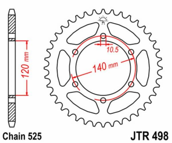 JT SPROCKETS Stål Standard Bakdrev 498 - 525
