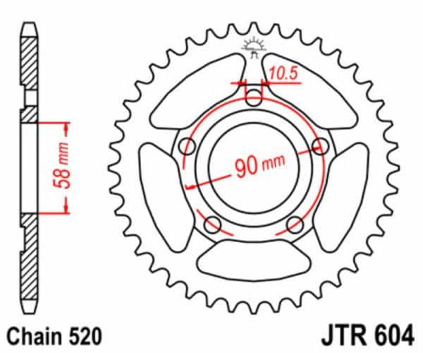 JT SPROCKETS Stål Standard Bakdrev 604 - 520