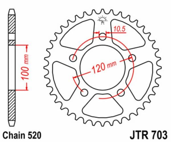 JT SPROCKETS Stål Standard Bakdrev 703 - 520