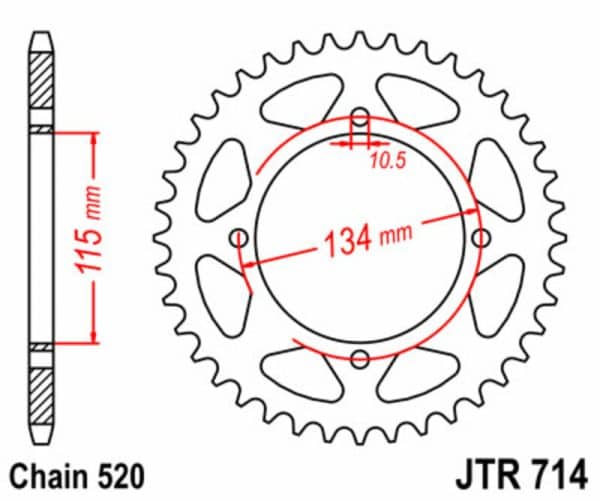 JT SPROCKETS Stål Standard Bakdrev 714 - 520