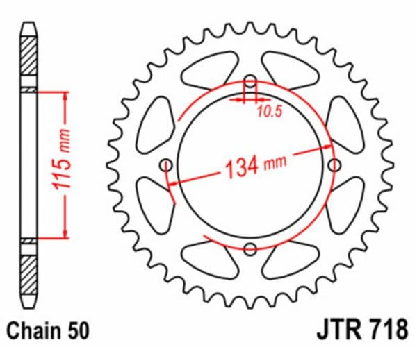 JT SPROCKETS Stål Standard Bakdrev 718 - 530