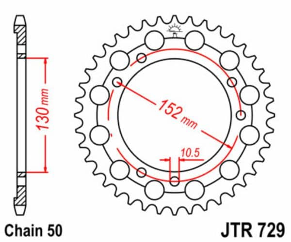 JT SPROCKETS Stål Standard Bakdrev 729 - 530