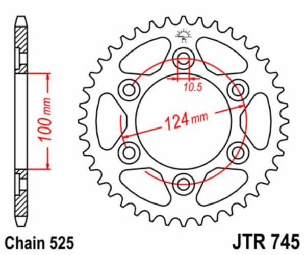 JT SPROCKETS Stål Standard Bakdrev 745 - 525