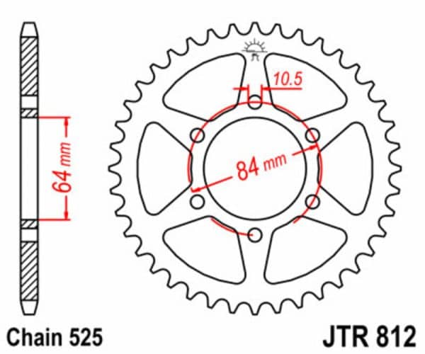 JT SPROCKETS Stål Standard Bakdrev 812 - 525
