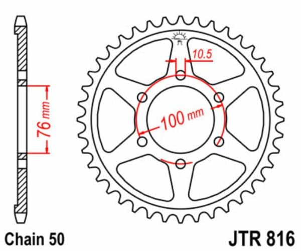 JT SPROCKETS Stål Standard Bakdrev 816 - 530