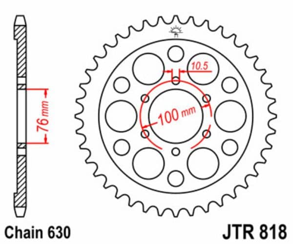 JT SPROCKETS Stål Standard Bakdrev 818 - 630