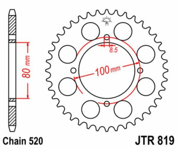 JT SPROCKETS Stål Standard Bakdrev 819 - 520