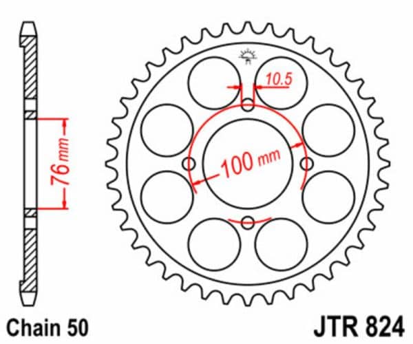 JT SPROCKETS Stål Standard Bakdrev 824 - 530