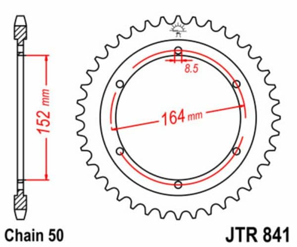 JT SPROCKETS Stål Standard Bakdrev 841 - 530