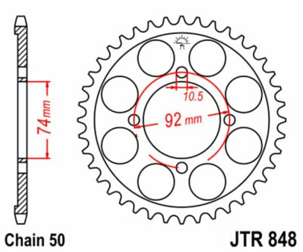 JT SPROCKETS Stål Standard Bakdrev 848 - 530